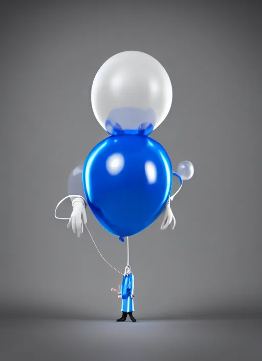 Prompt: photo of a punk blue balloon wearing a lab coat, highly detailed, sharp focus, octane render