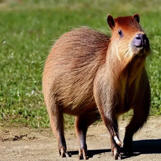 Image similar to a hybrid between a capybara and a llama