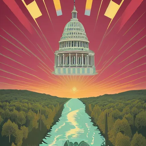 Prompt: the rise of a eco - friendly government, by jeffrey smith, tim biskup, behance contest winner, wallpaper, digital illustration