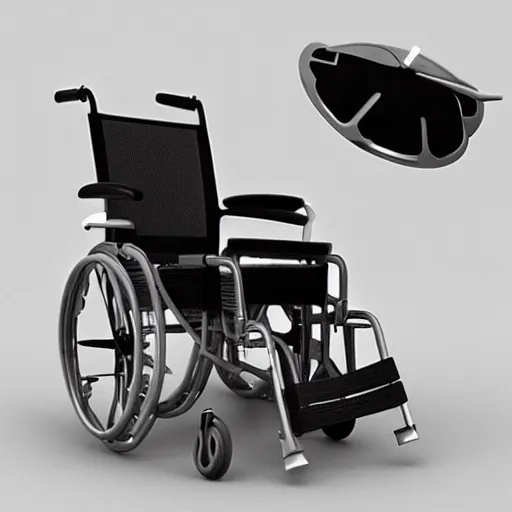 Image similar to a wheelchair, a computer rendering by an gyeon, behance contest winner, panfuturism, hard surface modeling, behance hd, rendered in cinema 4 d