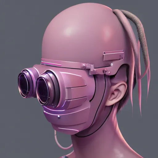 Image similar to intense futuristic bespoke vr headset respirator with long cables like dreadlocks on a set of twin humble hypebeasts, by ilya kuvshinov and james jean and sorayama and ikeuchi and hyein seo and hiroya oku and gilleard james, artstation trending, 8 k, 3 d render, photorealistic, volumetric lighting caustics, pink