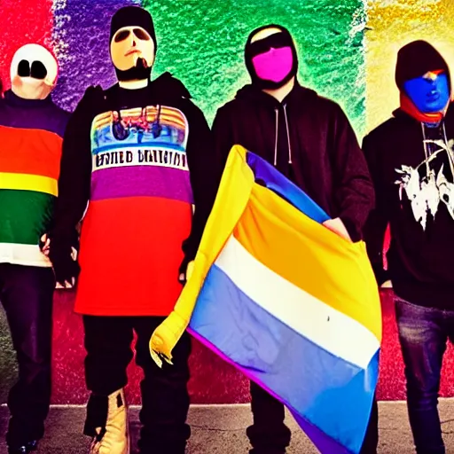 Image similar to hollywood undead but theyre based on pride flags