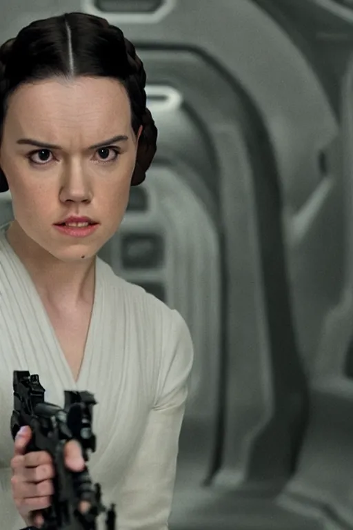 Prompt: daisy ridley as princess leia