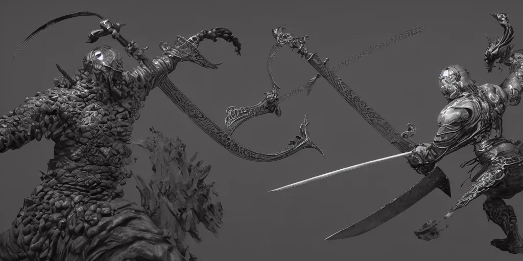 Prompt: sword design, shortsword, art by gerald brom, greg rutkowski and artgerm and james jean and zdzisław beksinski, 8 k, unreal engine, c 4 d