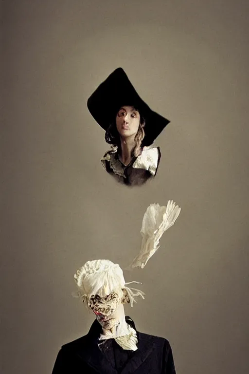 Image similar to hyperrealism close - up fashion portrait by roversi photo from the holy mountain by alejandro jodorowsky in style of francisco goya