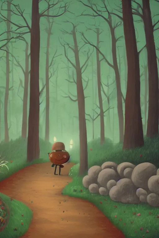 Image similar to over the garden wall background painting. the woods