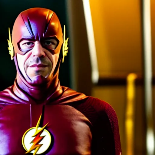 Image similar to jeffrey epstein as the flash, 8 k