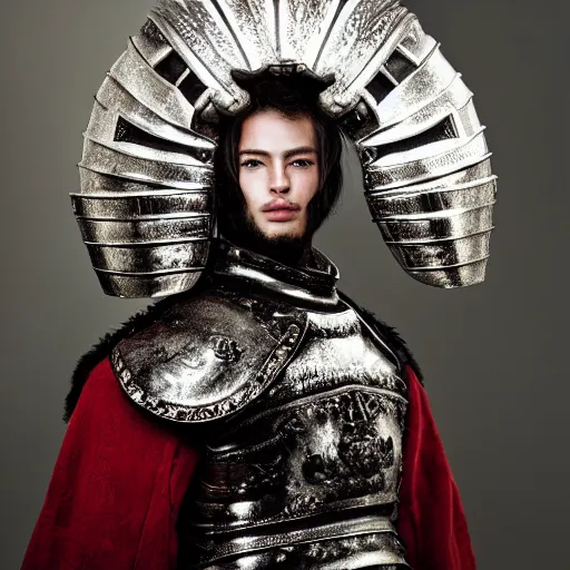 Image similar to a portrait of a beautiful young male wearing an alexander mcqueen armor made of neopren, photographed by andrew thomas huang, artistic