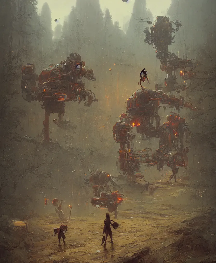 Prompt: Pick Up Behind You, illustrated by Simon Stålenhag and Gaston Bussiere, intricate, ultra detailed, photorealistic, trending on artstation