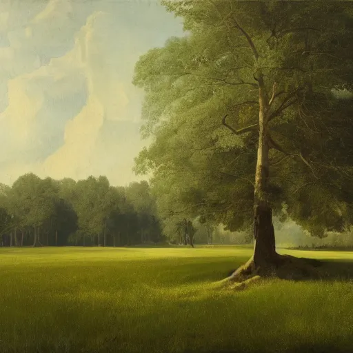 Prompt: Trees, oil on canvas, by George Stubbs, trending on ArtStation, conceptart, masterpiece, detailed, cinematic composition, rule of thirds, 8K, no frames,