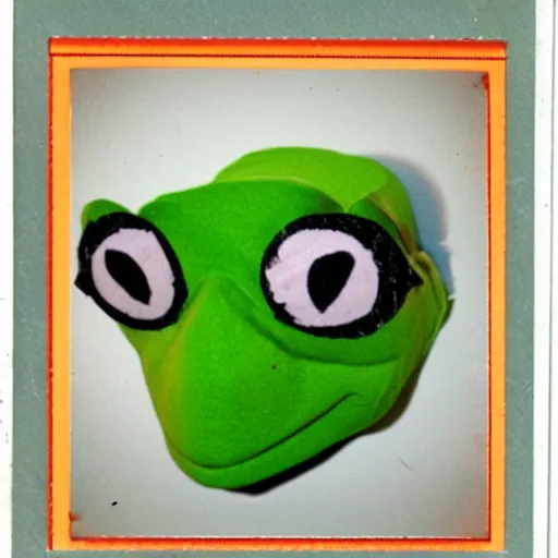 Prompt: polaroid of a creepy frog halloween mask