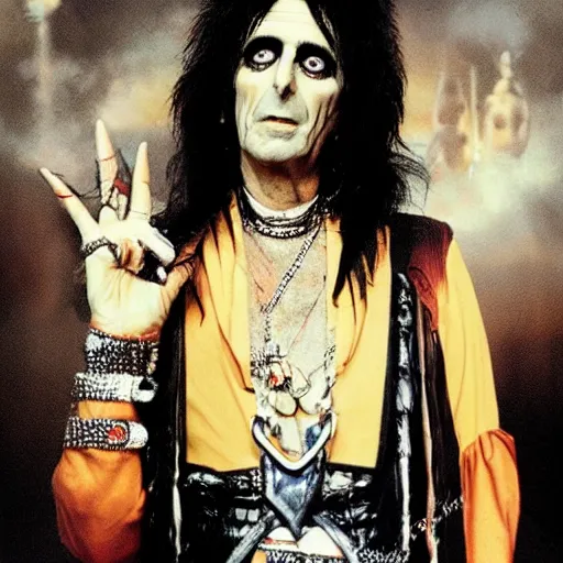 Image similar to alice cooper as a divine deity