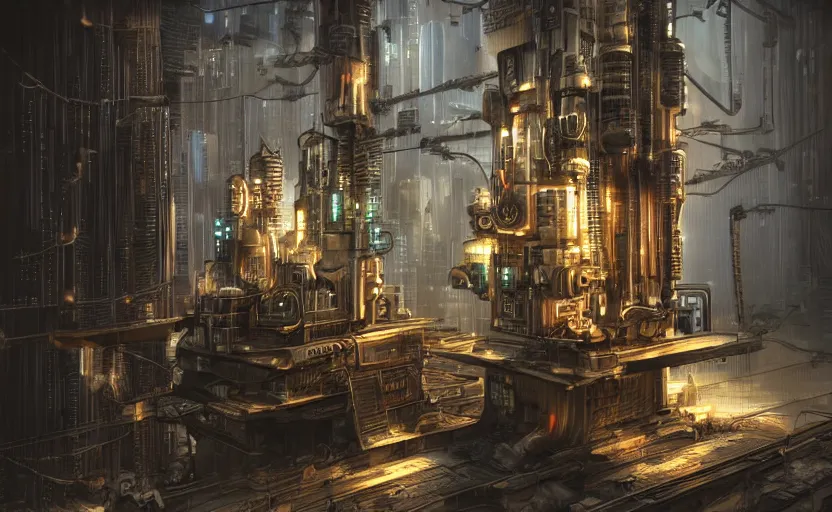 Image similar to technological drilling machine, extremely detailed cyberpunk ( steampunk ), day light, realistic shaded,