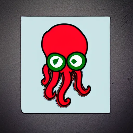 Prompt: Cute Cthulhu character. Sticker Art.