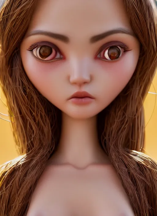 Image similar to closeup profile portrait of tin toy bikini girl beach, depth of field, zeiss lens, detailed, symmetrical, centered, fashion photoshoot, by nicoletta ceccoli, mark ryden, lostfish, breathtaking, 8 k resolution, extremely detailed, beautiful, establishing shot, artistic, hyperrealistic, octane render