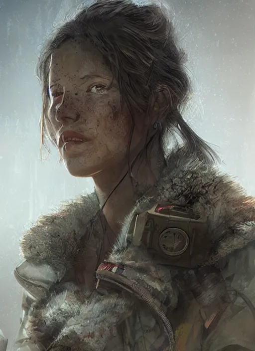 Prompt: portrait of a survivalist woman in a post apocalyptic city at dawn, beautiful digital concept art trending on artstation by senior concept artist, ultra - realistic intricate high details, cinematic lighting