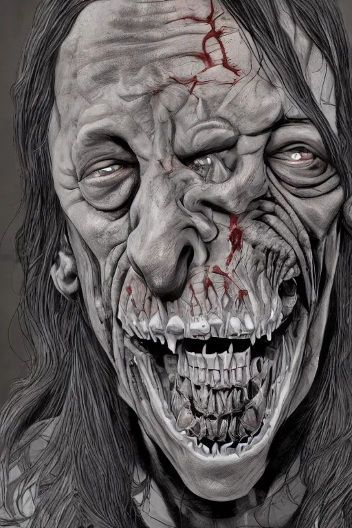 Prompt: danny trejo in sleepy hollow, full body, big two toned eyes, teeth gritted, horror, intricate details, cinematic, epic, realistic, anatomy, tomer hanuka, uplight, artstation, photorealistic, scary