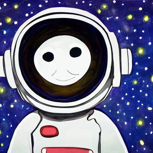 Prompt: Latent Spaceman Wide-Eyed and Smiling With Glowing Eyes