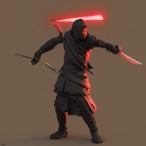 Image similar to a ninja holding a sword, 3 d render octane, trending on artstation