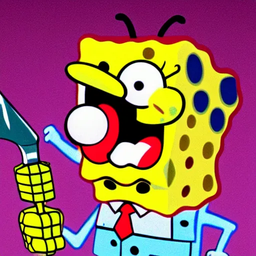 Image similar to spongebob stabbing someone with a knife hyper realistic 4 k image