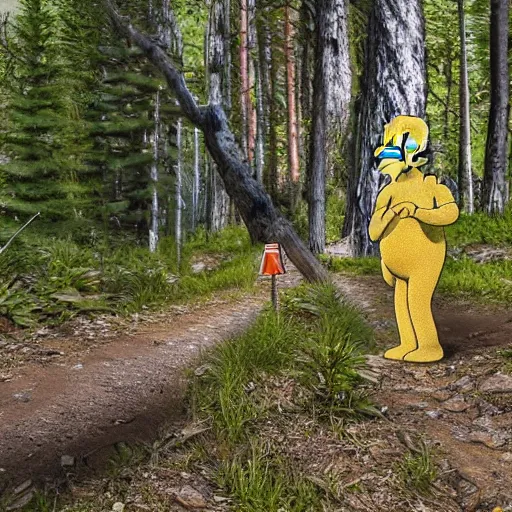 Prompt: homer simpson trail cam footage 8k hyper-realistic