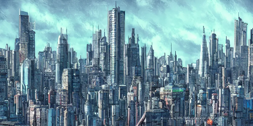 Prompt: sci fi city skyline