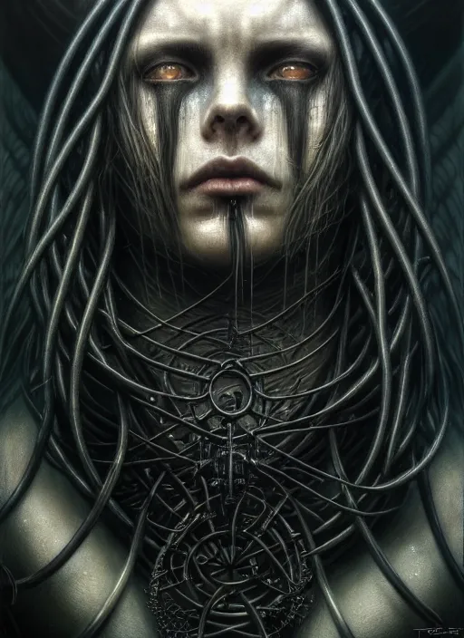 Image similar to closeup portrait shot of a black metal musician in a scenic dystopian environment, intricate, elegant, highly detailed, centered, digital painting, artstation, concept art, smooth, sharp focus, illustration, artgerm, tomasz alen kopera, peter mohrbacher, donato giancola, joseph christian leyendecker, wlop, boris vallejo