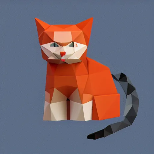 Image similar to cat, white background, isometric, low poly