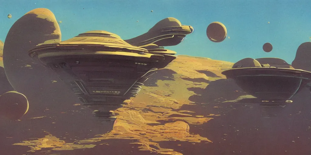 Image similar to moebius matte painting of a scifi mothership