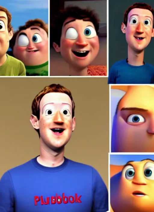 Prompt: mark zuckerberg pixar style meme