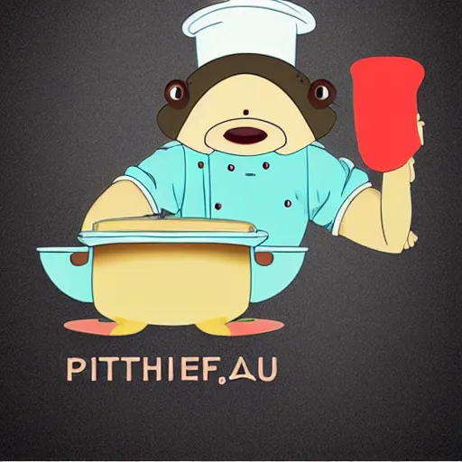 Image similar to anime cute platypus on a kitchen wearing a chef hat and holding a lasagna into an oven, anime style, chibi style, kawaii