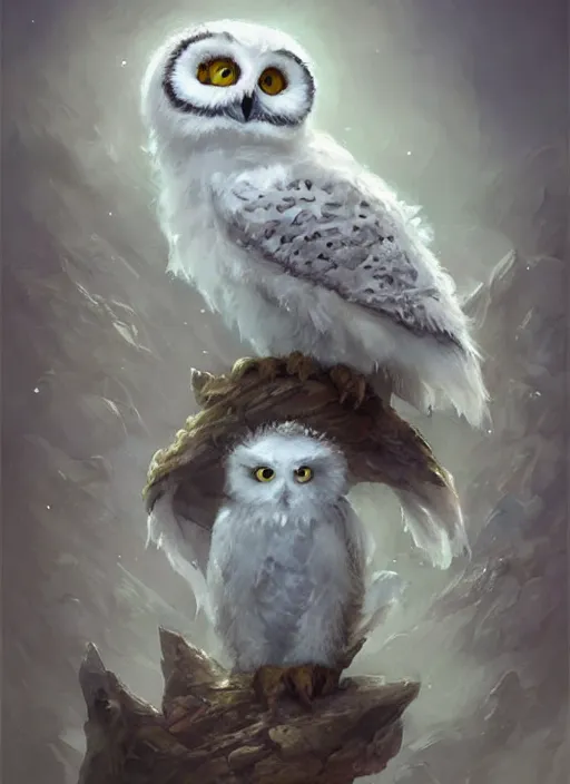 Prompt: cute little anthropomorphic snowy owl poet wearing forgotten crystal, tiny, small, miniature animal, baby animal, short, pale blue armor, cute and adorable, pretty, beautiful, DnD character art portrait, matte fantasy painting, DeviantArt Artstation, by Jason Felix by Steve Argyle by Tyler Jacobson by Peter Mohrbacher, cinematic lighting