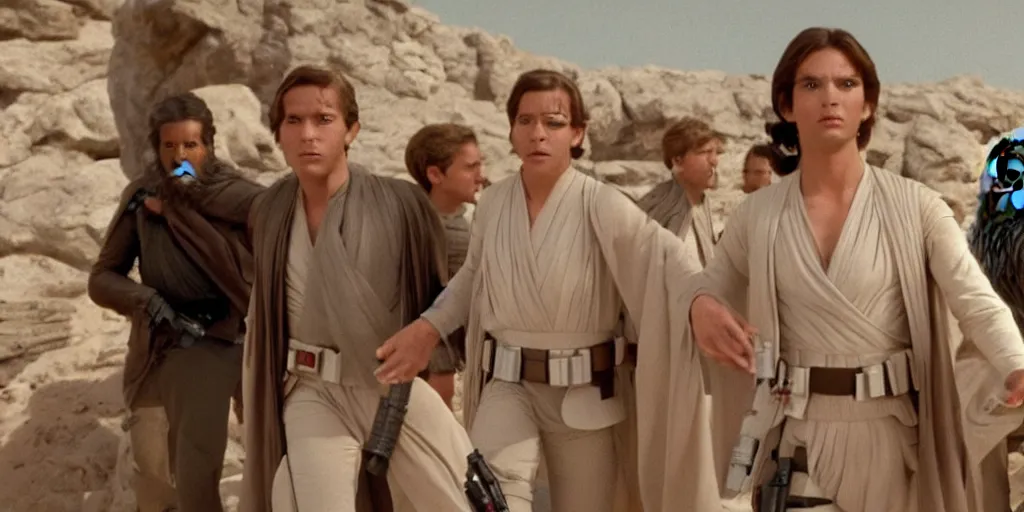 Prompt: a still from the movie Star Wars in the style of Wes Anderson