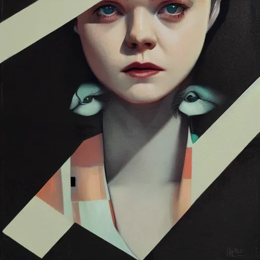 Image similar to Elle Fanning in a noir film picture by Sachin Teng, asymmetrical, dark vibes, Realistic Painting , Organic painting, Matte Painting, geometric shapes, hard edges, graffiti, street art:2 by Sachin Teng:4