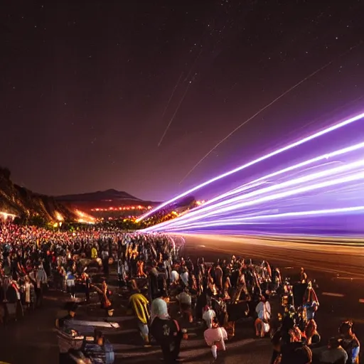 Image similar to podracing long exposure under night lights huge crowds hyperrealistic award - winning photography nikon