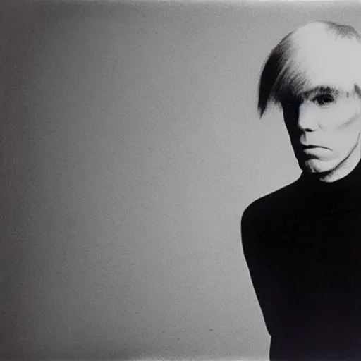 Prompt: a photo of andy warhol as a ghost