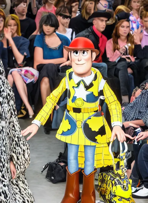 Prompt: hyperrealistic and heavy detailed balenciaga runway show of toy story, leica sl 2 5 0 mm, vivid color, high quality, high textured, real life