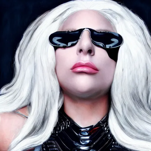 Image similar to portrait of lady gaga dressed as a heavy metal artist, 4 k, hyper - realistic