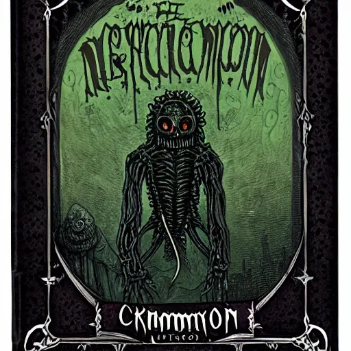 Image similar to front cover of the necronomicon, ultra detail, creepy, book cover