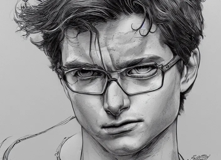 Image similar to a highly detailed beautiful portrait peter parker spiderman, james gurney, james jean