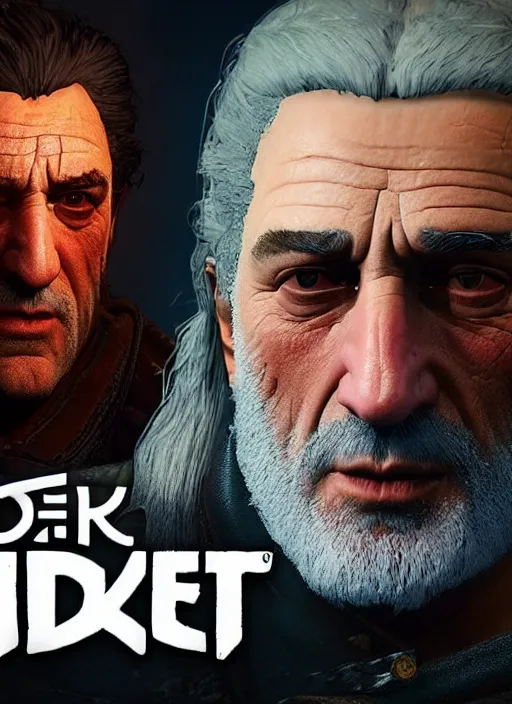 Image similar to Robert De Niro in The Witcher 3, gameplay, 8k, HD