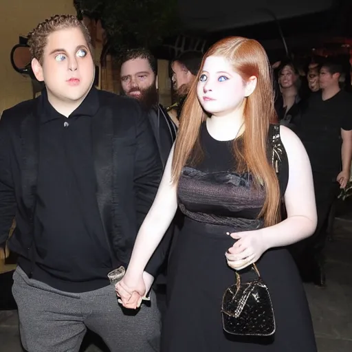 Prompt: Jonah Hill holding hands with Dahyun. Dahyun is so pretty. Jonah Hill is so handsome. They're So SO SO in love. They look cute together and really want to kiss. paparazzi photo.