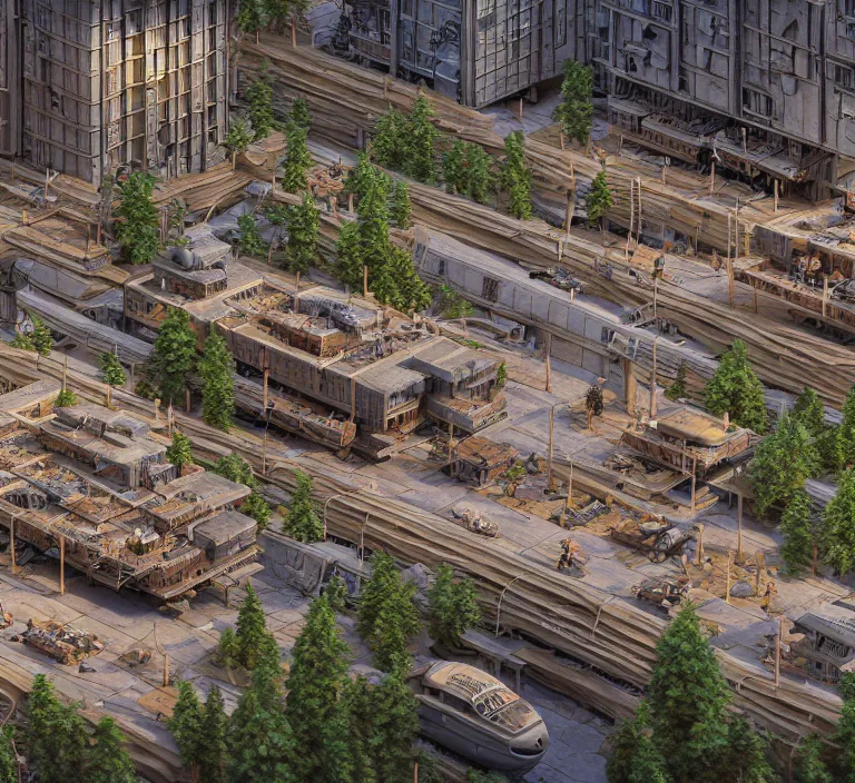 Image similar to hyperrealism photography hyperrealism concept art of highly detailed beavers builders that building highly detailed futuristic city by wes anderson and hasui kawase and scott listfield sci - fi style hyperrealism rendered in blender and octane render