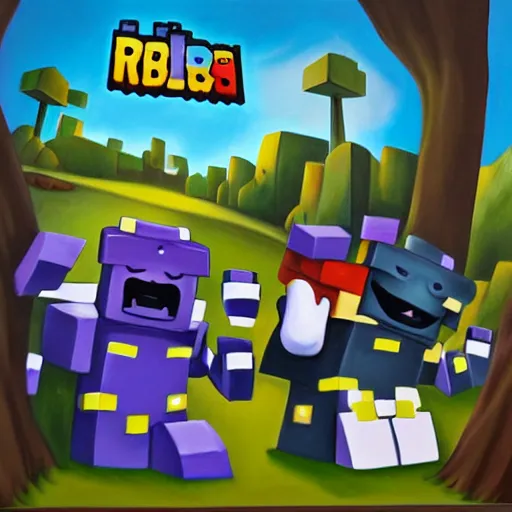 Image similar to steven castillo artist painting of roblox