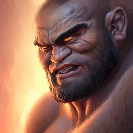 Image similar to clear portrait hulking herculean ogre jesus christ, background hyper detailed, character concept, full body, dynamic pose, glowing lights intricate, elegant, highly detailed, digital painting, artstation, concept art, sharp focus, illustration, van baarle lois and sanderson ruth