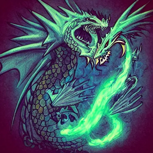 Image similar to “fire breathing dragon, doodle”