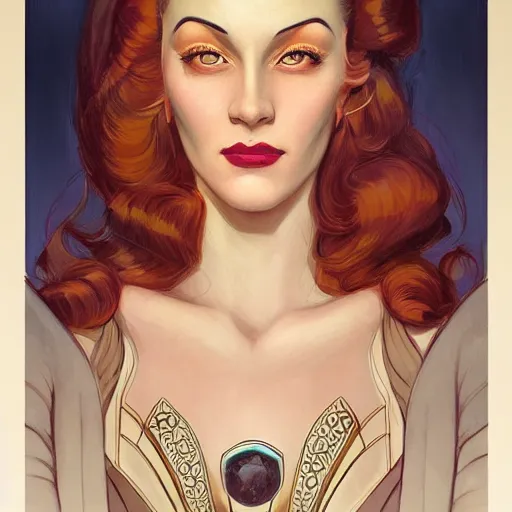 Prompt: a streamline moderne, art nouveau, multi - ethnic and multi - racial portrait in the style of charlie bowater, and in the style of donato giancola, and in the style of charles dulac. very large, clear, expressive, intelligent eyes. symmetrical, centered, ultrasharp focus, dramatic lighting, photorealistic digital painting, intricate ultra detailed background.