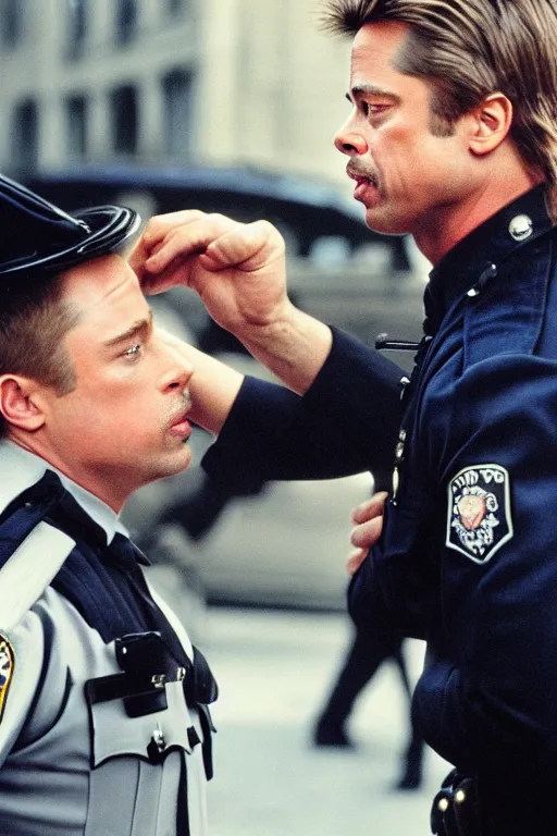 Prompt: a hamster police officer arresting brad pitt, 8 k, award winning photograph, portrait, detailed face, highly - detailed