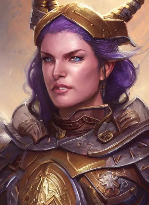 Image similar to female paladin, ultra detailed fantasy, dndbeyond, bright, colourful, realistic, dnd character portrait, full body, pathfinder, pinterest, art by ralph horsley, dnd, rpg, lotr game design fanart by concept art, behance hd, artstation, deviantart, hdr render in unreal engine 5