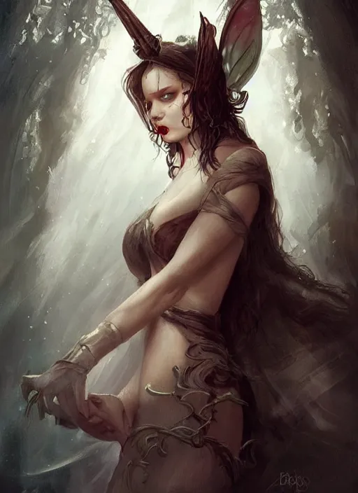 Image similar to tarot!!, fairy queen, fantasy medieval, no noise, elegant, concept art, sharp focus, beautiful face!!, digital art, smooth defined outlines!!, by Brom, trending on Artstation, Tom Bagshaw, Sargent